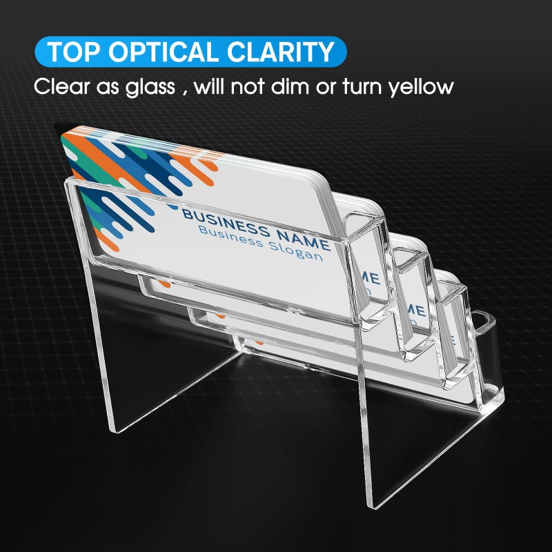 MaxGear Clear Business Card Holder 4 Pocket Business Card Display, Acrylic Business Card Stand for Desk or Counter with 4 Tier, 320 Card Capacity, 2 Pack - Image 4